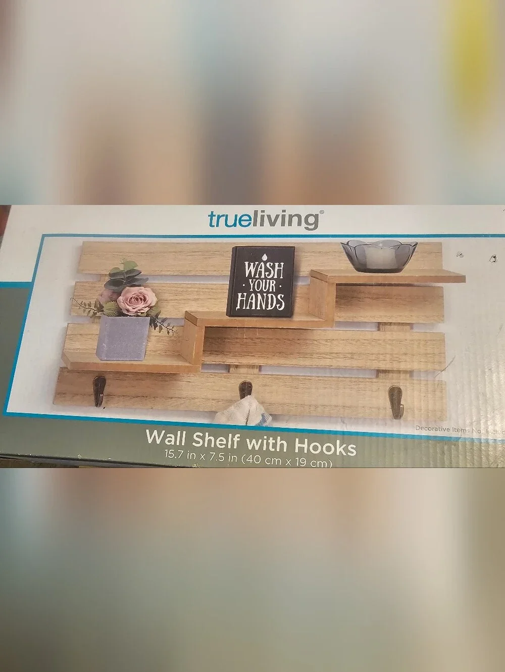 Rustic Wall Shelf with Hooks